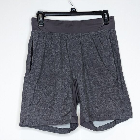 Lululemon T.H.E. Short *Linerless 7" Heathered Texture Printed Greyt Deep Coal - Picture 1 of 5